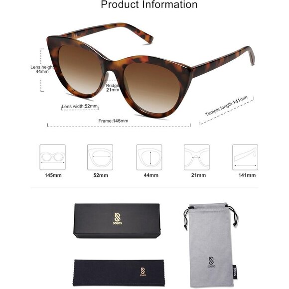 Polarized Cat Eye Sunglasses Women UV400 Tortoise Frame Fashion Accessories